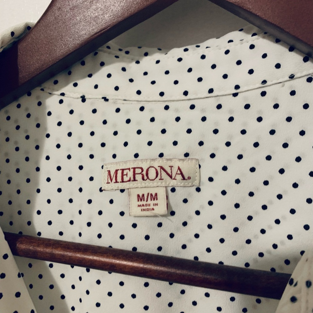 Merona polka dot half button Lady’s blouse